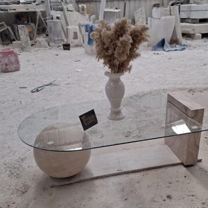 Travertin Couchtisch, Marmor Couchtisch, Einzigartiger Couchtisch, Naturstein Couchtisch, Wohnkultur, Kaffeetisch, Gartendekoration