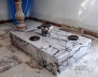 Handmade Calacatta Viola Marble Coffee Table: Luxury Home Decor