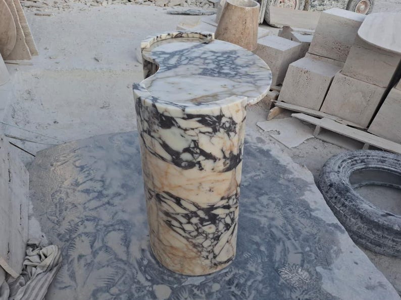 Handmade Calacatta Viola Marble Ellipse Table – Natural Stone Office ...