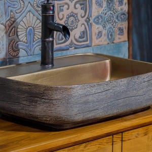 Gray Sink , Marble Look Porcelain Sink , High Enginereed Porcelain Vessel Sink , Handmade Kitchen Sink , Ceramic Sink , Sink , Special Sink