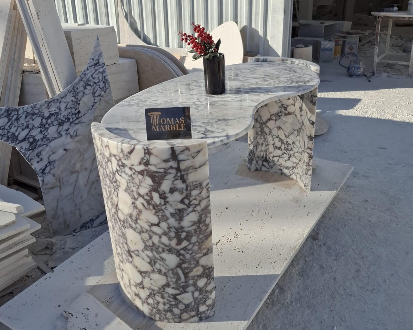 Marble Office and Study Desk – Calacatta Viola Make up Table, Handmade ...