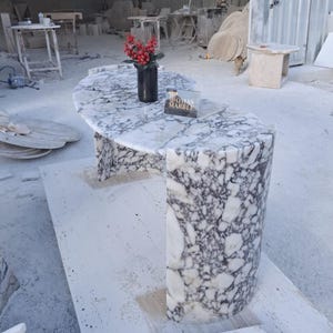 Marble Office and Study Desk – Calacatta Viola Make up Table, Handmade ...