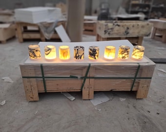 Handmade Calacatta Viola Night Lamp – Decorative Marble Lampshade