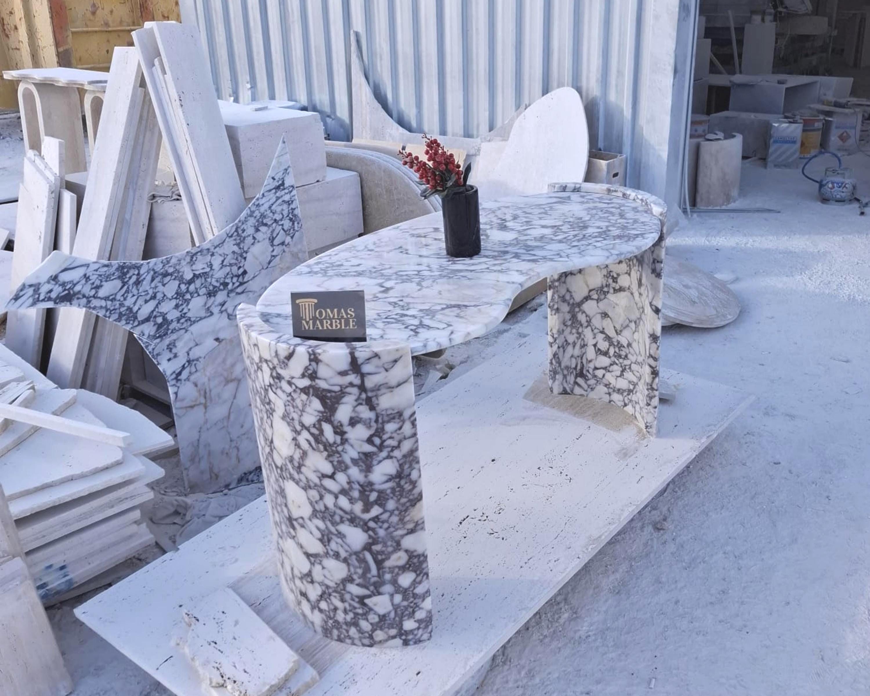 Marble Office and Study Desk – Calacatta Viola Make up Table, Handmade ...