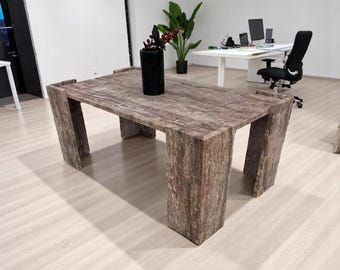 Handmade Red Marble Coffee Table: Calacatta Viola Stone, Polished Finish