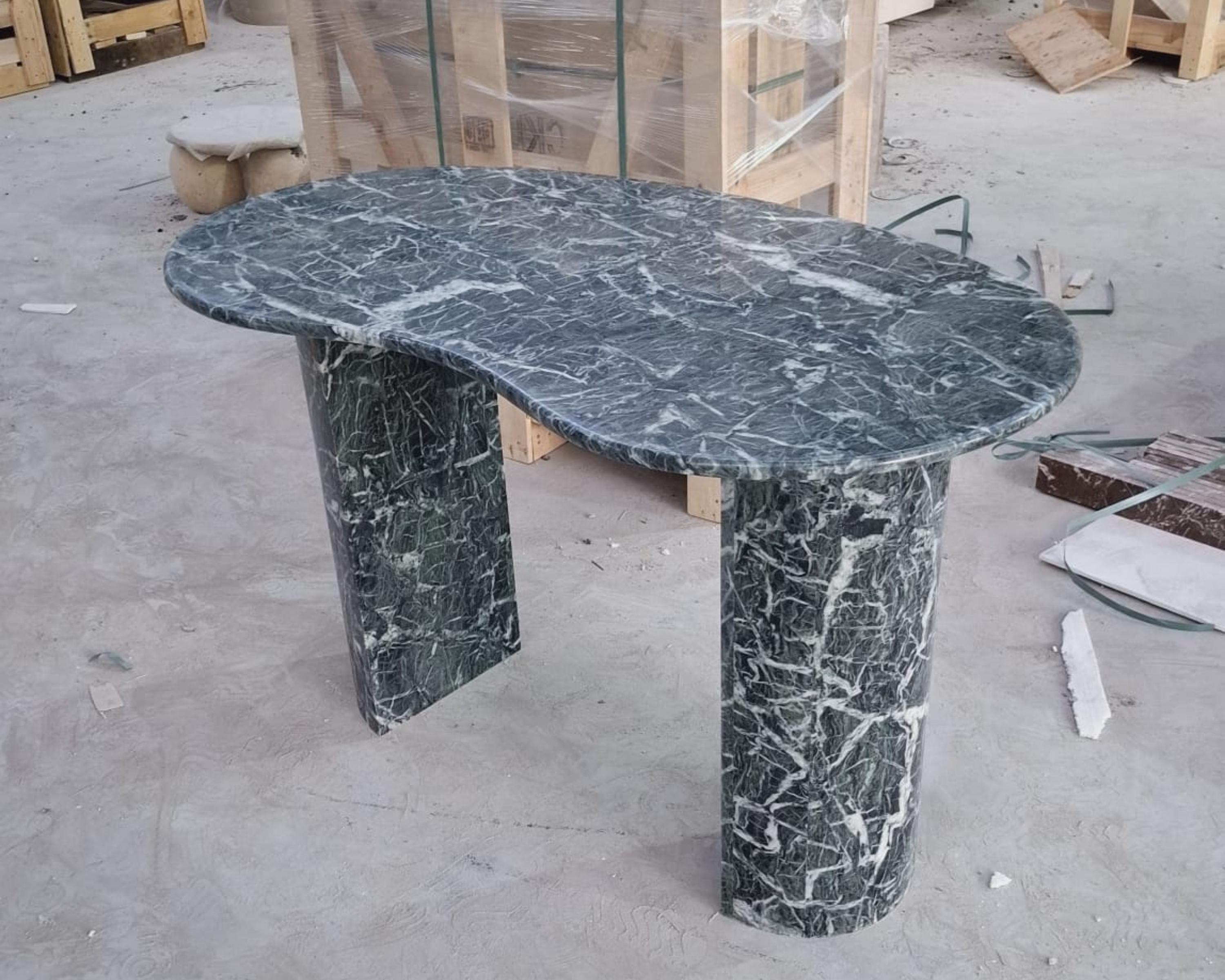 Handmade Calacatta Viola Marble Table: Green Stone Office Desk, Kitchen ...