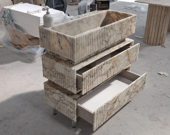 Calacatta Viola Gold Marble Sink with Drawers – Handmade Stone Vanity