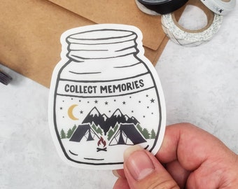 Collecting Memories Camping Sticker, Tent Life, Adventure Jar (Clear)