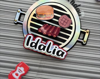 BBQ Birthday Cake Topper: Grill Theme Party Decoration