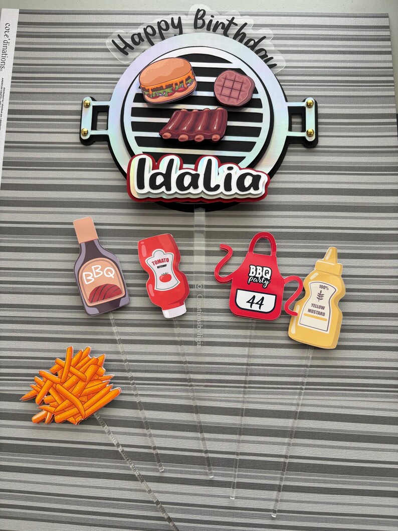 BBQ Cupcake Toppers | Grill Theme Party Decor | Summer Cookout Dessert ...
