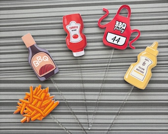 Adornos para cupcakes de barbacoa / Decoración para fiestas temáticas de parrilla / Postres para barbacoas de verano