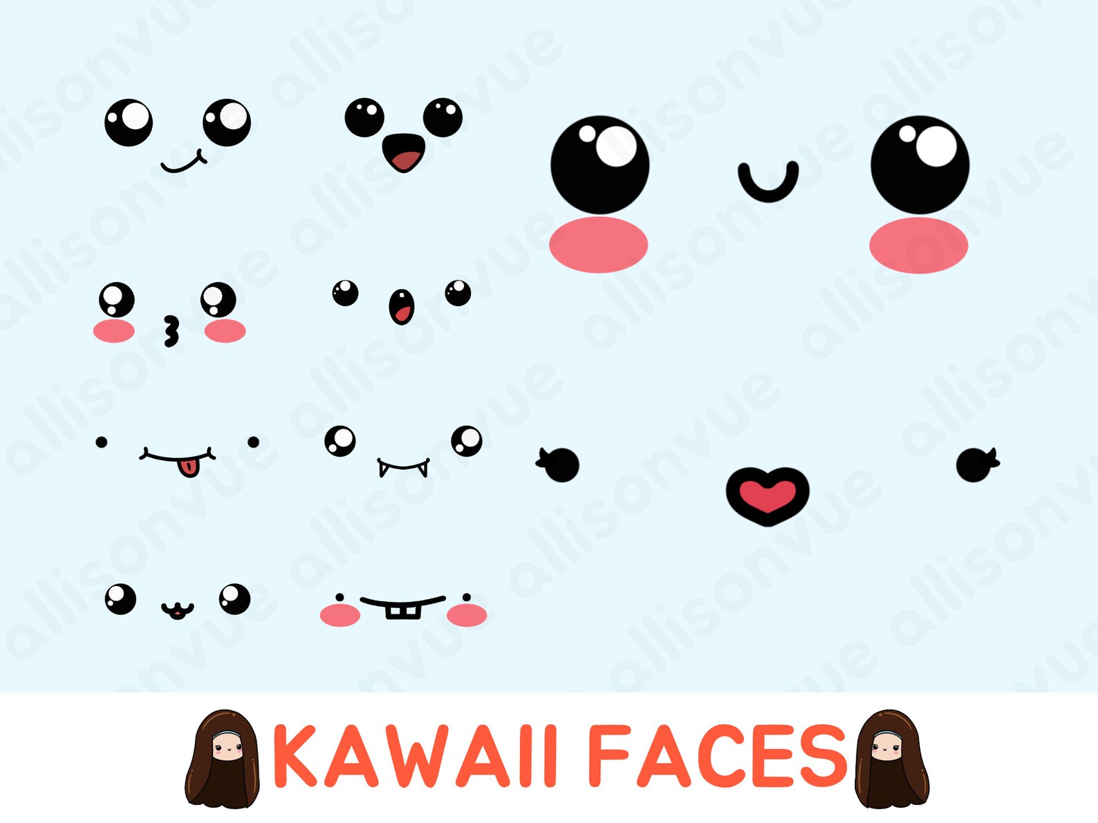 Bubble Tea Boba PNG Bundle Cute Face Emojis Asian Clip Art Etsy