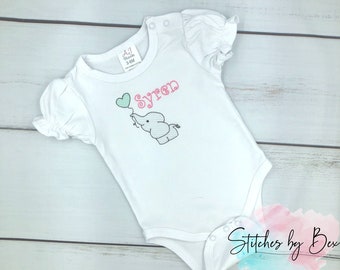 Monogrammed Baby Bodysuit, Personalized Baby Elephant Bodysuit, Baby Shower Gift, Coming Home Outfit, Newborn Baby Gift, Zoo Safari Baby