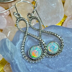 Opal infinity earrings
