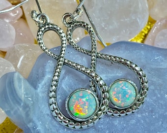 Opal infinity earrings