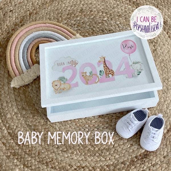 Personalised Newborn Baby Memory Box, Born in 2024 Keepsake Box, Born in 2025 Keepsake, Baby Shower Gift For Baby, New Baby Gift For Parents