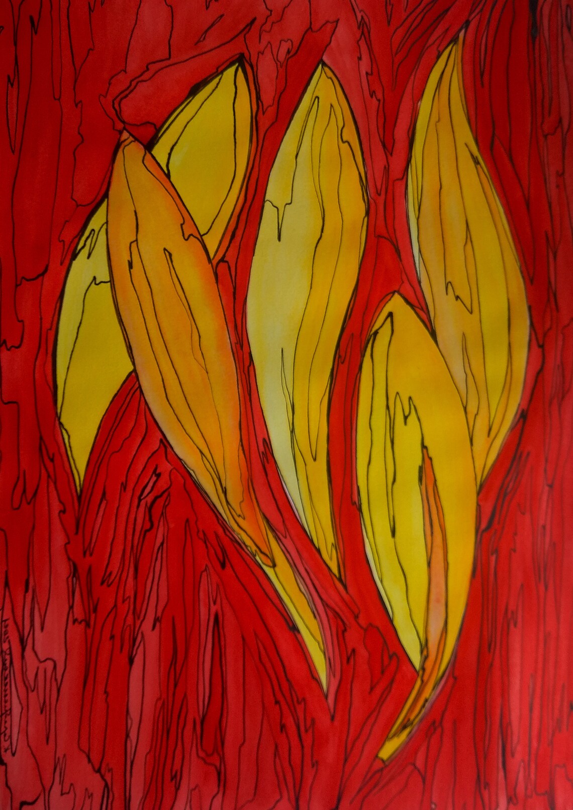 Modern Abstract Painting. Pink and yellow Painting Artwork. Etsy