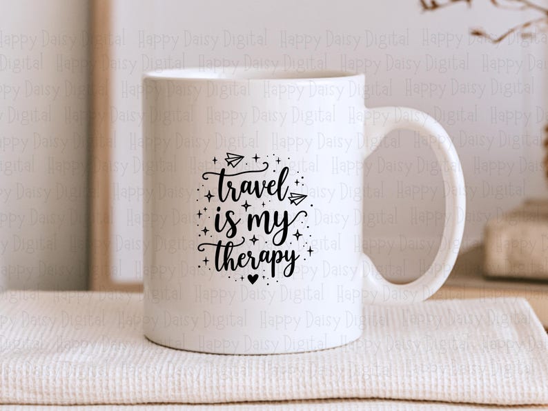 Travel Therapy, Hand-lettered Script Design | PNG & SVG, Sublimation ...
