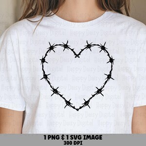 Barbed Wire Heart, Edgy Gothic Clipart - PNG SVG Digital File | 300 DPI Print-Ready, Commercial Use