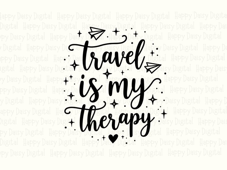 Travel Therapy, Hand-lettered Script Design | PNG & SVG, Sublimation ...