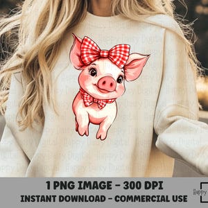 Pig PNG, Cute Pig PNG, Pig Clipart, Pig with Bow PNG, Farm Animal png, Pig sublimation, Farm Aniamal Sublimation, Pig Sublimation, Baby Pig