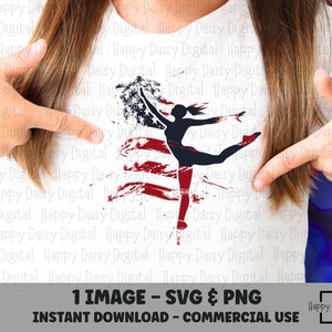 Patriotic Gymnastics SVG PNG American Flag Gymnast Shirt Design 4th of July Sports Cricut Silhouette Commercial Use POD