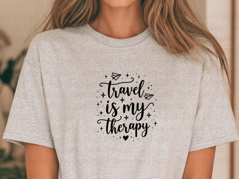 Travel Therapy, Hand-lettered Script Design | PNG & SVG, Sublimation ...