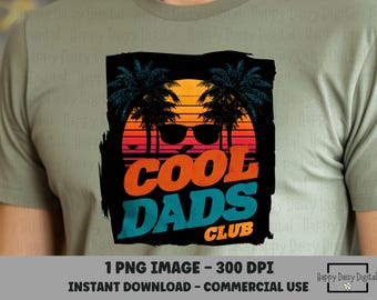 Diseño de camiseta para el Día del Padre del Club de Papás Geniales PNG - Estilo Retro - Uso comercial - Impresión bajo demanda - Cricut - Sublimación