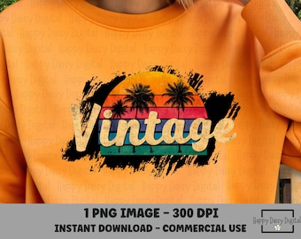 Vintage Beach PNG Retro Palm Tree Shirt Design Vintage Summer Sublimation Beach Vibes PNG Salty Summer Sun Faded PNG Commercial Use