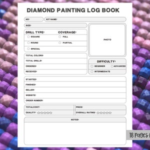 Diamond Painting, Printable Digital Diamond Painting Log Book, Diamond ...