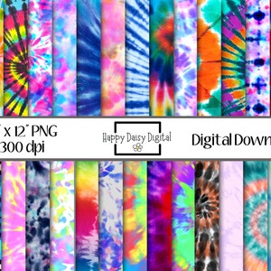 Tie Dye Digital Paper, Digital Background, Scrapbook Paper, Printable, Instant Download- 30 PNG Commercial Use
