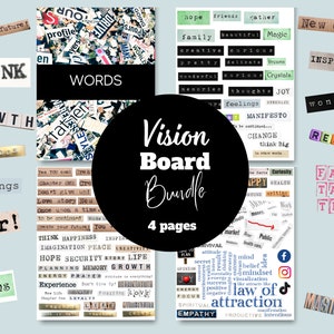Kit 2024 Vision Board - Ultimate Vision Board - Bundle Vision Board - Dream Board - Motivational Mood Board - Words for Vision Board