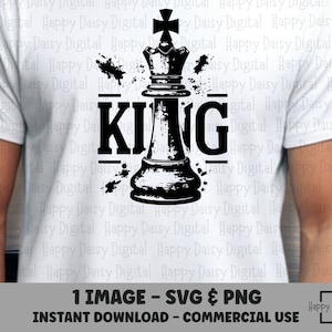 Rey SVG, Rey png, Ajedrez SVG, Ajedrez png, Pieza de ajedrez SVG, Pieza de ajedrez png, Regalo del Día del Padre, Regalo de cumpleaños de papá, Camisa de papá svg
