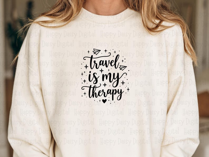 Travel Therapy, Hand-lettered Script Design | PNG & SVG, Sublimation ...