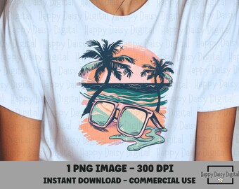 Salty PNG Stay Salty Sunglasses Beach Shirt Design Vintage Distressed Palm Tree Summer Sublimation Commercial Use POD