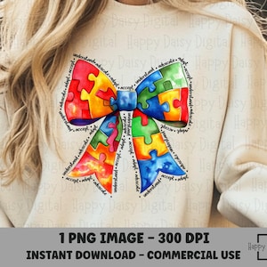 Autism PNG, Autism Awareness PNG, Autism PNG Design, Autism Sublimation, Autism Puzzle png, Nuerodivergent png, Autism Bow png