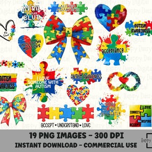 Autism PNG, Autism Awareness PNG, Autism PNG Design, Autism Sublimation, Autism Puzzle png, Nuerodivergent png, Autism Bow png