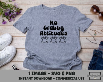 No Crabby Attitudes SVG PNG Retro Beach Shirt Design Crab Graphic Cricut Silhouette Commercial Use POD
