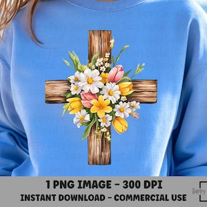 Cross PNG, Cross Clipart, Floral Cross png, Wooden Cross, Christian PNG, He is Risen, Religious PNG, Jesus png, Cross Graphic, Cross Image