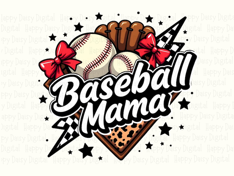 Baseball Mama, Leopard Badge Bundle PNG | Bow Heart Accent, Sublimation ...