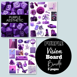 Kit 2024 Vision Board - Ultimate Vision Board - Bundle Vision Board - Dream Board - Tableau motivant - Tableau Vision esthétique violet