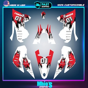 Kit gráfico completo YAMAHA YFZ 450R 2014-2025 | Adesivos Yamaha YFZ 450R | Gráficos completos para quadriciclo esportivo | Adesivos de vinil para motocross | Adesivos