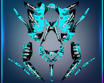 May include: A set of black and turquoise graphic decals for a Yamaha Raptor ATV. The design includes the text "RAPTOR", "PRO CIRCUIT", and "YAMAHA". The decals are made in the USA and are 100% customisable.