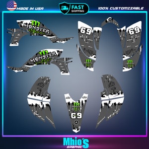 Kit de adesivos e decalques para Yamaha YFZ 450 2003, 2004, 2005, 2006, 2007 e 2008 | Presente para motocross | Decalques de vinil Yamaha | Adesivos e decalques