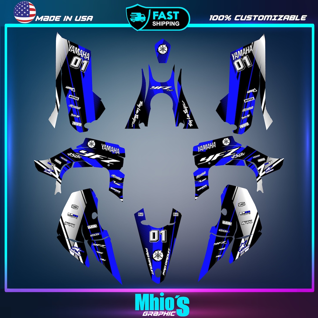 Yamaha YFZ 450R 450X Graphics Kit 2014 2016 2018 to 2023 Decals ...