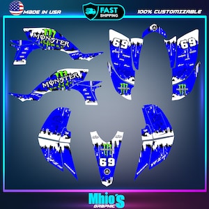 Kit de adesivos e decalques para Yamaha YFZ 450 2003, 2004, 2005, 2006, 2007 e 2008 | Presente para motocross | Decalques de vinil Yamaha | Adesivos e decalques