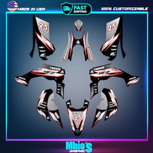 Kit de gráficos Yamaha YFZ 450R 450X 2014, 2016, 2018 a 2023, adesivos para quadriciclo, UTV | Presente para motocross | Adesivos de vinil Yamaha | Adesivos de motocross