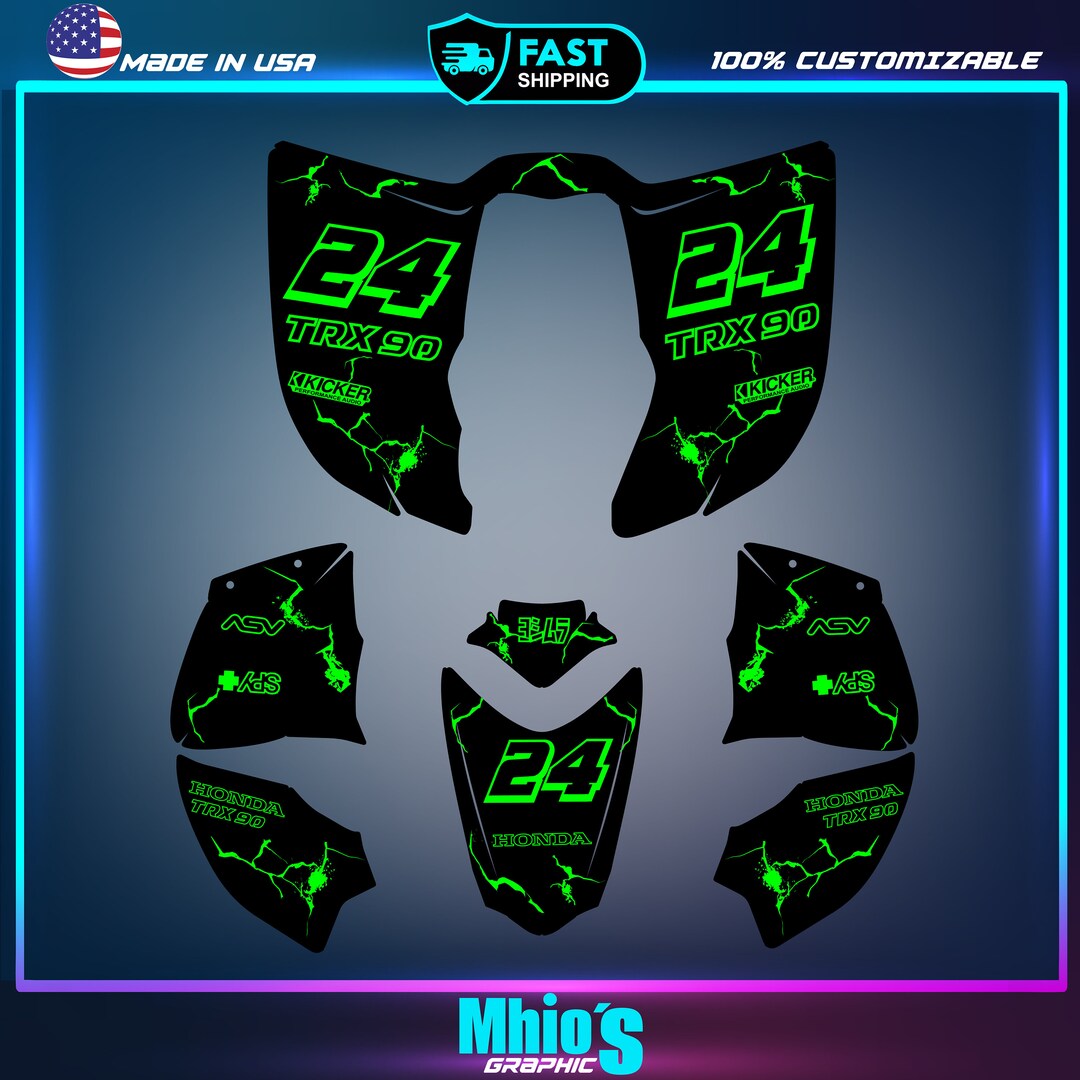 Kit Autocollants Graphiques Personnalisés Pour Honda TRX90 (2006-2023) - Turquoise