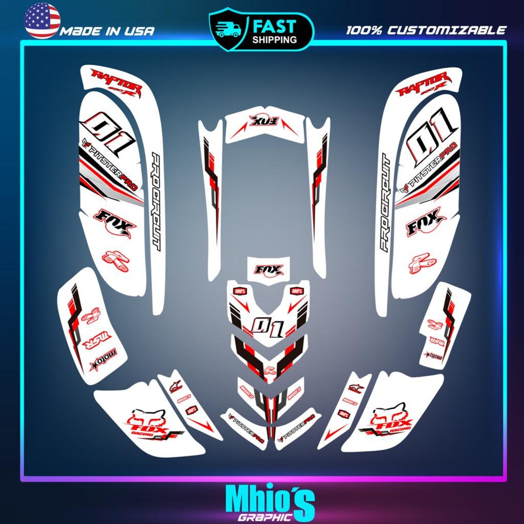 Yamaha Raptor 660 Kit Graphics Decals Stickers Atv Wrap Quad All Year ...