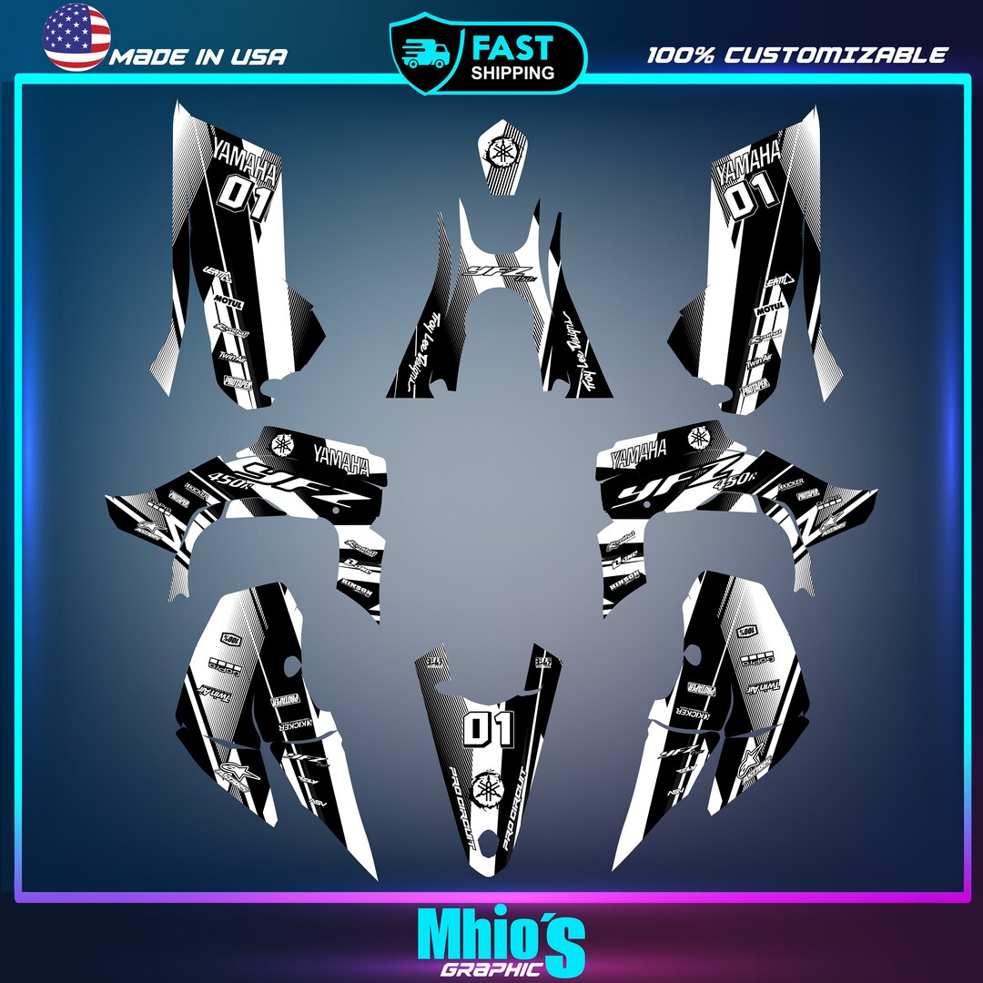 Yamaha YFZ 450R 450X Graphics Kit 2014 2016 2018 to 2023 Decals ...